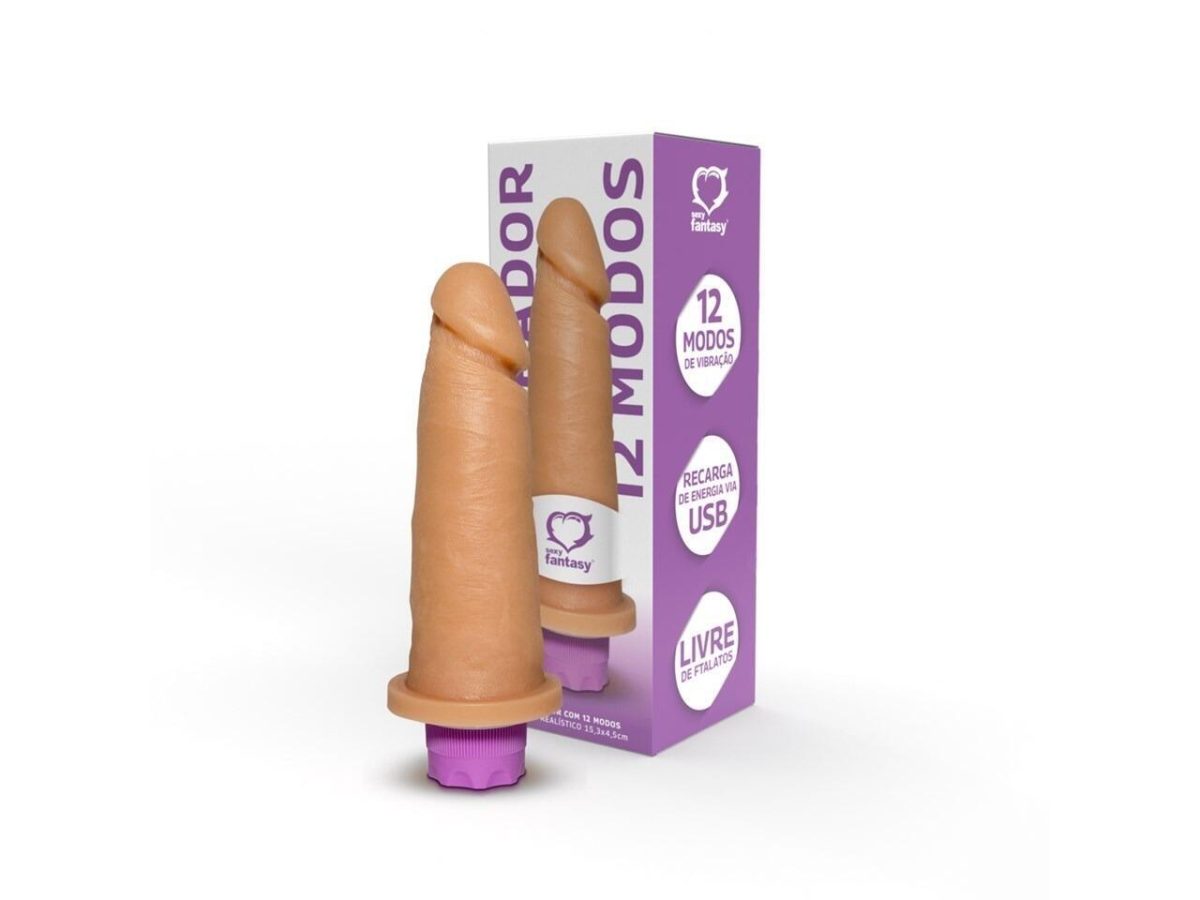 Prótese Realística com Vibrador Recarregável USB - 15,3cm x 4,5cm